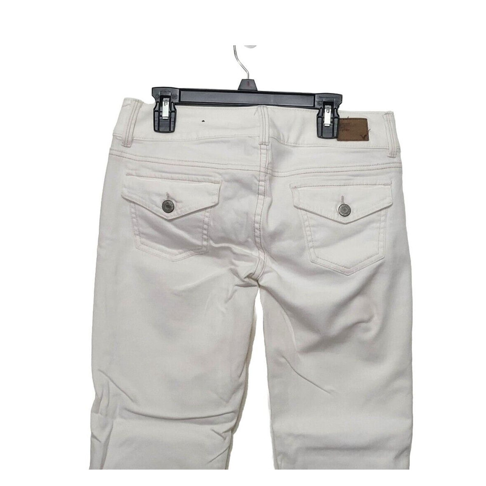 American Eagle Stretch Artist Straight Leg Jeans Womens Size 0 White Flap Pocket - Picture 3 of 9